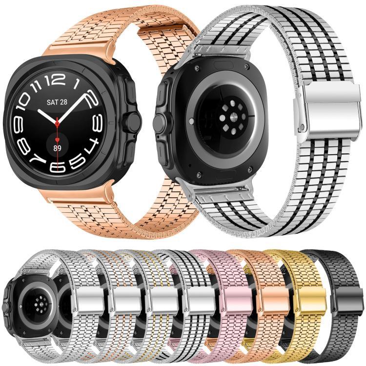 七珠バックルステンレススチールウォッチバンド、Samsung Galaxy Watch Ultra 47mm / Ultra 2025用