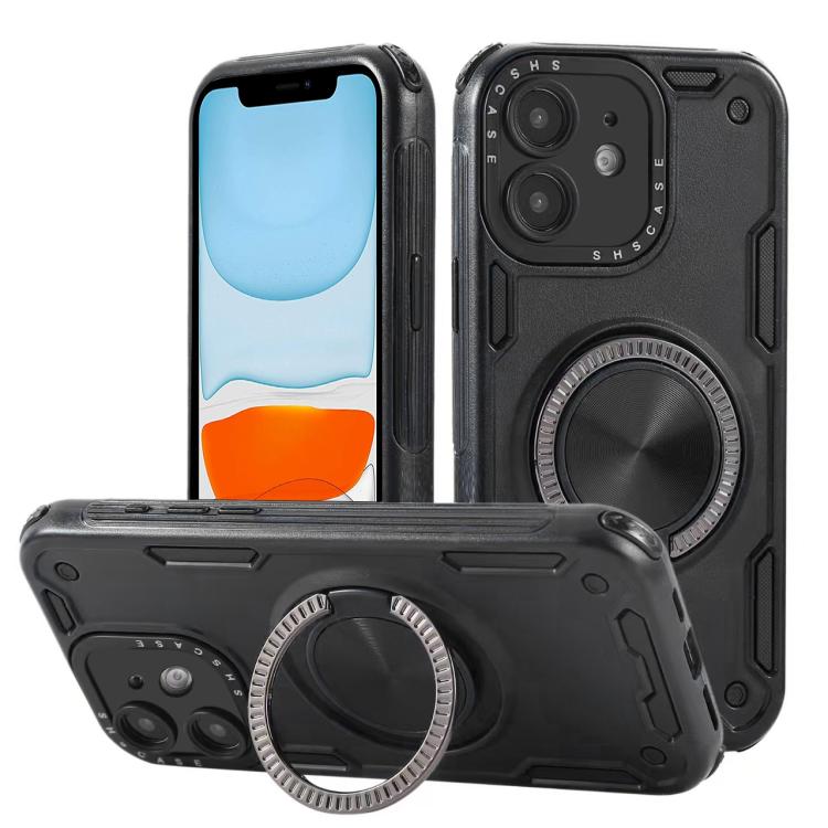 三芯メカ360度回転マグネットホルダーフォンケース、iPhone 12用、iPhone 12 Pro用、iPhone 11用