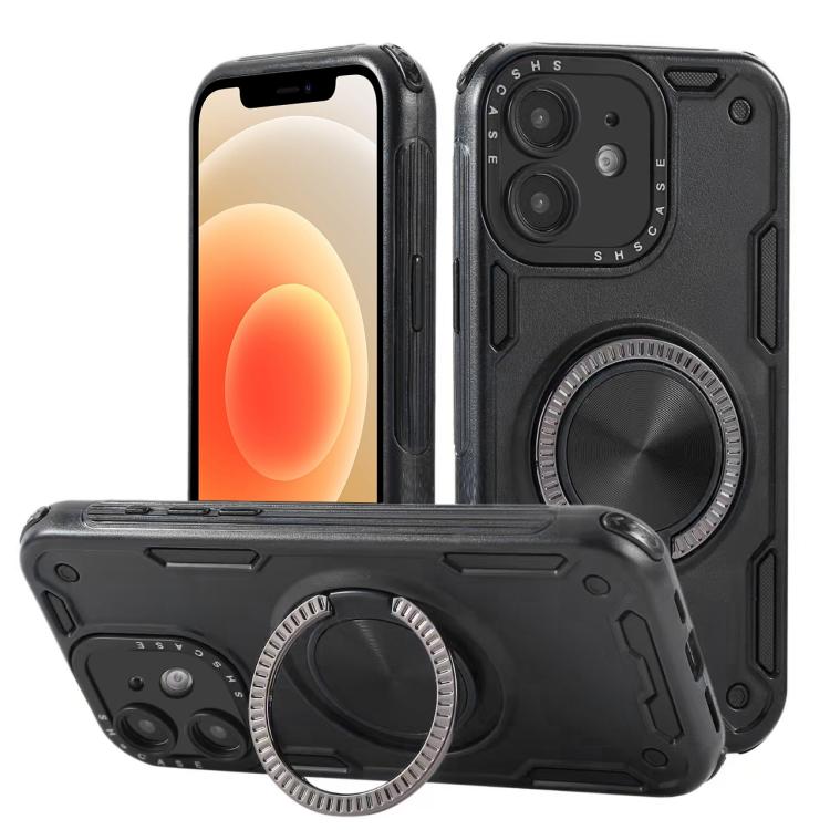 三芯メカ360度回転マグネットホルダーフォンケース、iPhone 12用、iPhone 12 Pro用、iPhone 11用