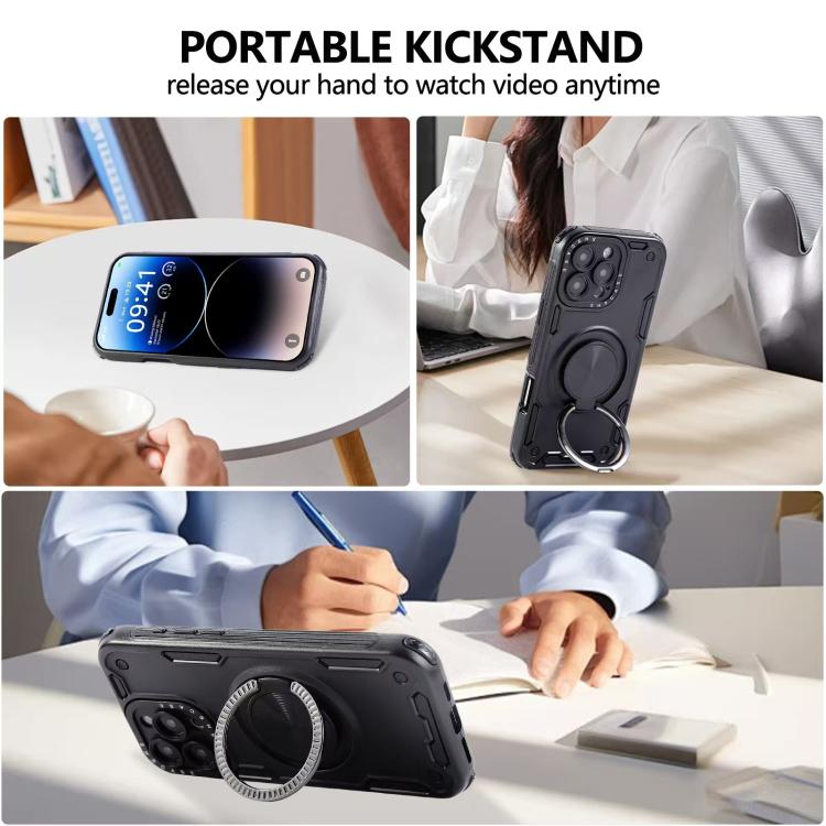 三芯メカ360度回転マグネットホルダーフォンケース、iPhone 12用、iPhone 12 Pro用、iPhone 11用