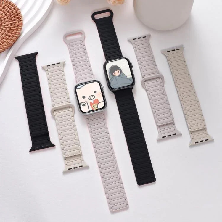 xDfind 磁気三粒シリコンウォッチバンド、Apple Watch 42 / 44 / 45 / 46 / 49mm用、Apple Watch 38 / 40 / 41 / S10 42mm用