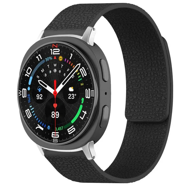 xDfind ライチテクスチャーマグネットシリコンウォッチバンド Samsung Galaxy Watch Ultra/Ultra 2025、Samsung Galaxy Watch8 / 8 Classic、Samsung Galaxy Watch 7 / 6 / 5 / FE、Samsung Galaxy Fit3 SM-R390対応