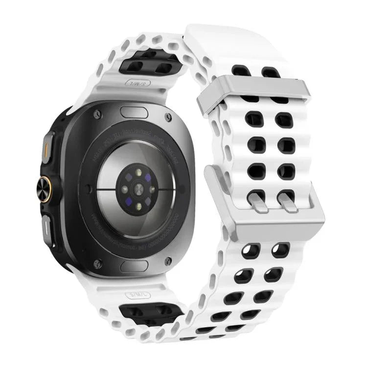 オーシャンツーカラー 二列穴 シルバーバックル シリコンウォッチバンド、Samsung Galaxy Watch Ultra / Ultra 2025用