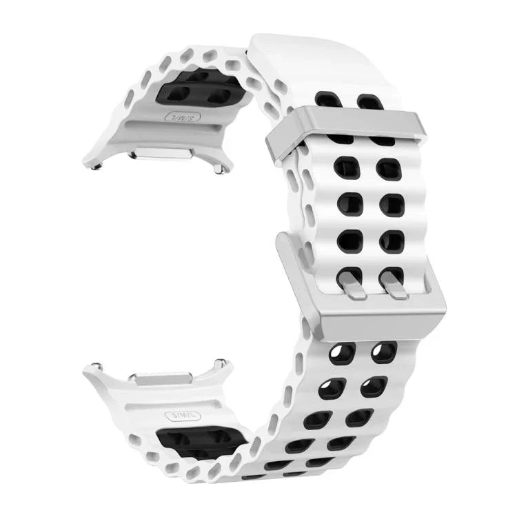 オーシャンツーカラー 二列穴 シルバーバックル シリコンウォッチバンド、Samsung Galaxy Watch Ultra / Ultra 2025用