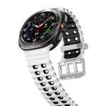 オーシャンツーカラー 二列穴 シルバーバックル シリコンウォッチバンド、Samsung Galaxy Watch Ultra / Ultra 2025用