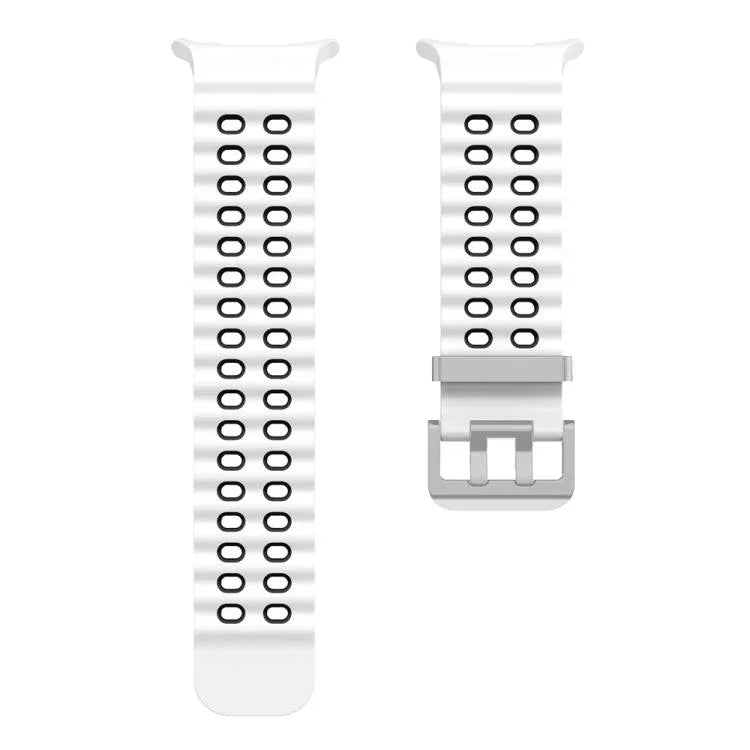 オーシャンツーカラー 二列穴 シルバーバックル シリコンウォッチバンド、Samsung Galaxy Watch Ultra / Ultra 2025用