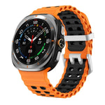オーシャンツーカラー 二列穴 シルバーバックル シリコンウォッチバンド、Samsung Galaxy Watch Ultra / Ultra 2025用