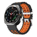 オーシャンツーカラー 二列穴 シルバーバックル シリコンウォッチバンド、Samsung Galaxy Watch Ultra / Ultra 2025用