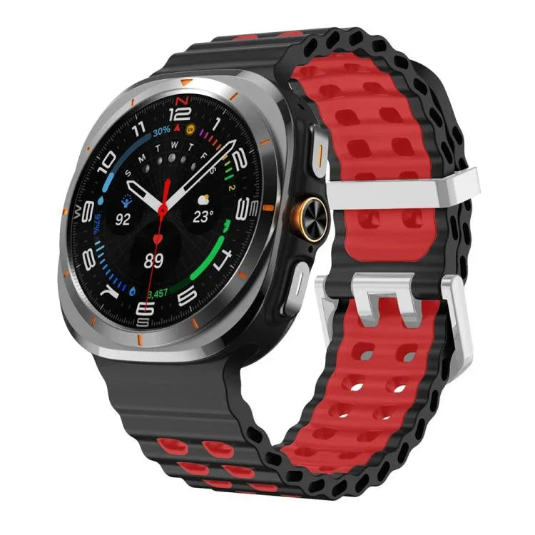 オーシャンツーカラー 二列穴 シルバーバックル シリコンウォッチバンド、Samsung Galaxy Watch Ultra / Ultra 2025用