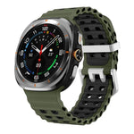オーシャンツーカラー 二列穴 シルバーバックル シリコンウォッチバンド、Samsung Galaxy Watch Ultra / Ultra 2025用