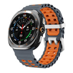 オーシャンツーカラー 二列穴 シルバーバックル シリコンウォッチバンド、Samsung Galaxy Watch Ultra / Ultra 2025用