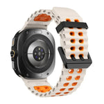 xDfind ブラックバックル オーシャンツーカラー 二列穴 シリコンウォッチバンド、Samsung Galaxy Watch Ultra 47mm / Ultra 2025用、Samsung Galaxy Watch8 / 8 Classic用