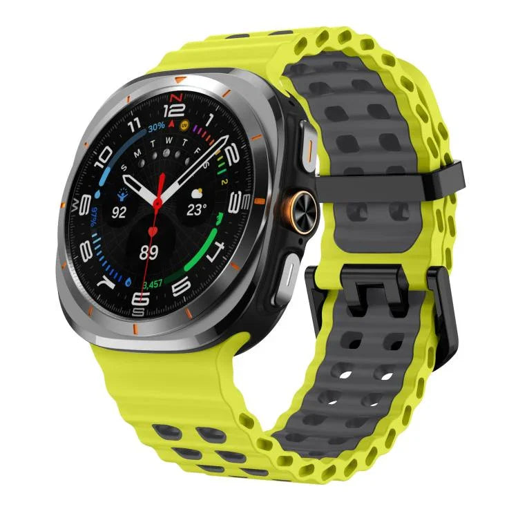 xDfind ブラックバックル オーシャンツーカラー 二列穴 シリコンウォッチバンド、Samsung Galaxy Watch Ultra 47mm / Ultra 2025用、Samsung Galaxy Watch8 / 8 Classic用