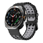 xDfind ブラックバックル オーシャンツーカラー 二列穴 シリコンウォッチバンド、Samsung Galaxy Watch Ultra 47mm / Ultra 2025用、Samsung Galaxy Watch8 / 8 Classic用