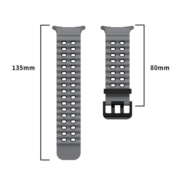 xDfind ブラックバックル オーシャンツーカラー 二列穴 シリコンウォッチバンド、Samsung Galaxy Watch Ultra 47mm / Ultra 2025用、Samsung Galaxy Watch8 / 8 Classic用