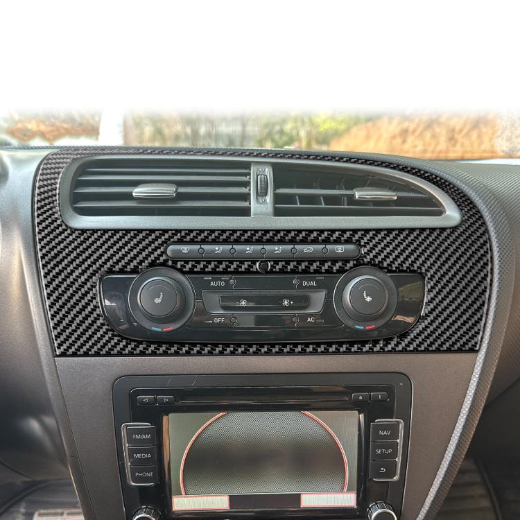 Carbon Fiber Car Center Console Air Conditioner Panel Decorative Sticker for SEAT Leon 2005-2012, Center Console Air Conditioner Panel, Left Driver, Center Console Air Conditioner Panel, Right Driver