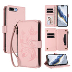バタフライラブフラワー多カードジッパー財布レザーフォンケース、iPhone 7 Plus / 8 Plus用