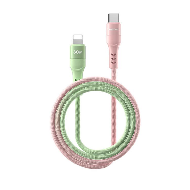 REMAX CB16 PD30W Type-C から 8ピン マカロン編組急速充電データケーブル, 長さ: 1.2m, Type-C から 8ピン