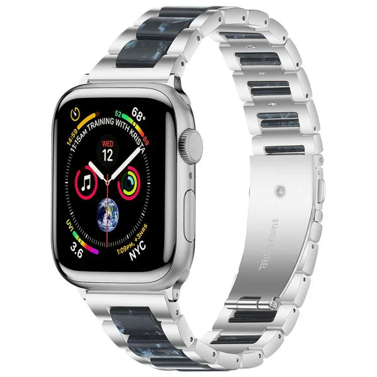 xDfind 三連ビーズメタルレジンウォッチバンド、Apple Watch 42 / 44 / 45 / 46 / 49mm用、Apple Watch 38 / 40 / 41 / S10 42mm用