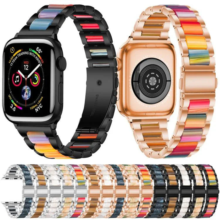 xDfind 三連ビーズメタルレジンウォッチバンド、Apple Watch 42 / 44 / 45 / 46 / 49mm用、Apple Watch 38 / 40 / 41 / S10 42mm用
