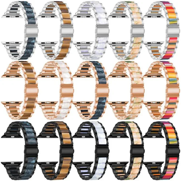xDfind 三連ビーズメタルレジンウォッチバンド、Apple Watch 42 / 44 / 45 / 46 / 49mm用、Apple Watch 38 / 40 / 41 / S10 42mm用