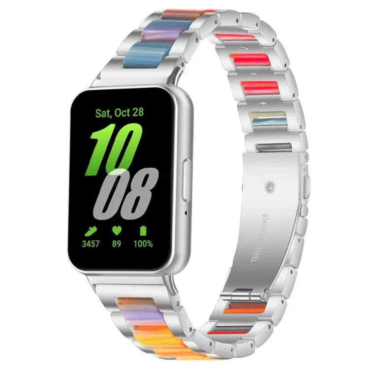 xDfind 三連ビーズメタルレジンウォッチバンド、Samsung Galaxy Fit3 SM-R390用