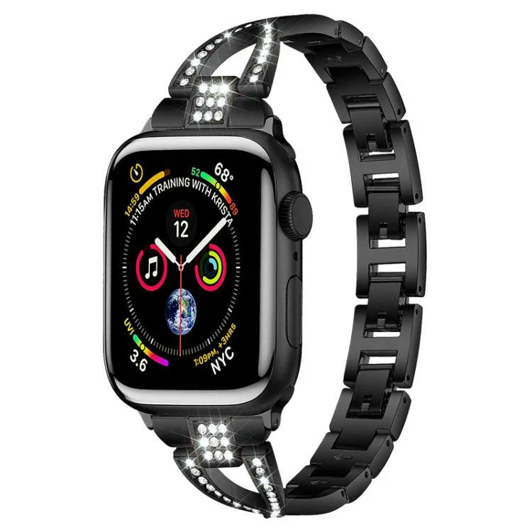 xDfind X字型シングルロウダイヤモンドメタルウォッチバンド、Apple Watch 42 / 44 / 45 / 46 / 49mm用、Apple Watch 38 / 40 / 41 / S10 42mm用