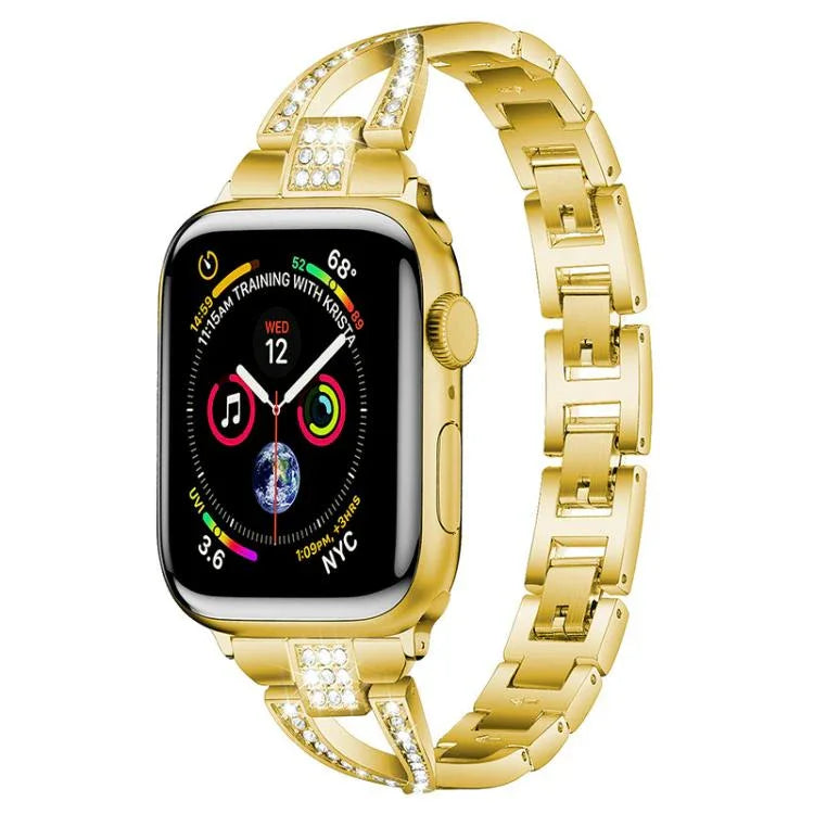 xDfind X字型シングルロウダイヤモンドメタルウォッチバンド、Apple Watch 42 / 44 / 45 / 46 / 49mm用、Apple Watch 38 / 40 / 41 / S10 42mm用