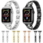 xDfind X字型シングルロウダイヤモンドメタルウォッチバンド、Apple Watch 42 / 44 / 45 / 46 / 49mm用、Apple Watch 38 / 40 / 41 / S10 42mm用