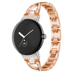 xDfind X字型シングルロウダイヤモンドメタルウォッチバンド、Google Pixel Watch 4 / 3 / 2 / 1 41mm用
