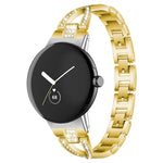 xDfind X字型シングルロウダイヤモンドメタルウォッチバンド、Google Pixel Watch 4 / 3 / 2 / 1 41mm用