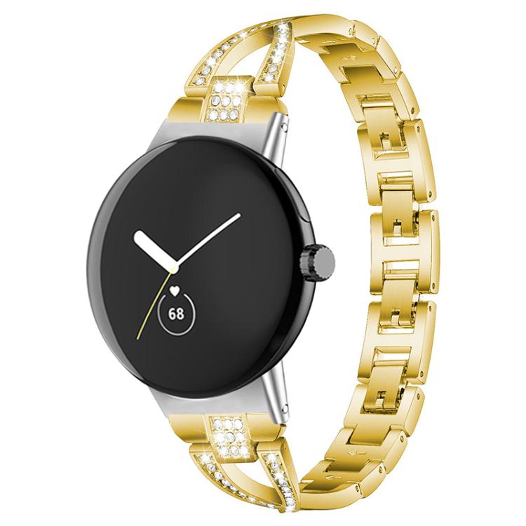 xDfind X字型シングルロウダイヤモンドメタルウォッチバンド、Google Pixel Watch 4 / 3 / 2 / 1 41mm用