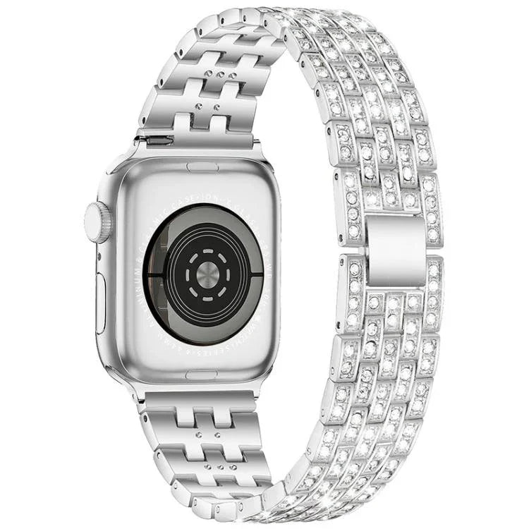 xDfind 五連ビーズフルダイヤモンドメタルウォッチバンド、Apple Watch 42 / 44 / 45 / 46 / 49mm用、Apple Watch 38 / 40 / 41 / S10 42mm用
