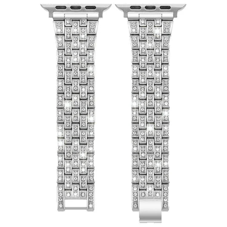 xDfind 五連ビーズフルダイヤモンドメタルウォッチバンド、Apple Watch 42 / 44 / 45 / 46 / 49mm用、Apple Watch 38 / 40 / 41 / S10 42mm用
