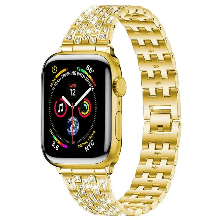xDfind 五連ビーズフルダイヤモンドメタルウォッチバンド、Apple Watch 42 / 44 / 45 / 46 / 49mm用、Apple Watch 38 / 40 / 41 / S10 42mm用