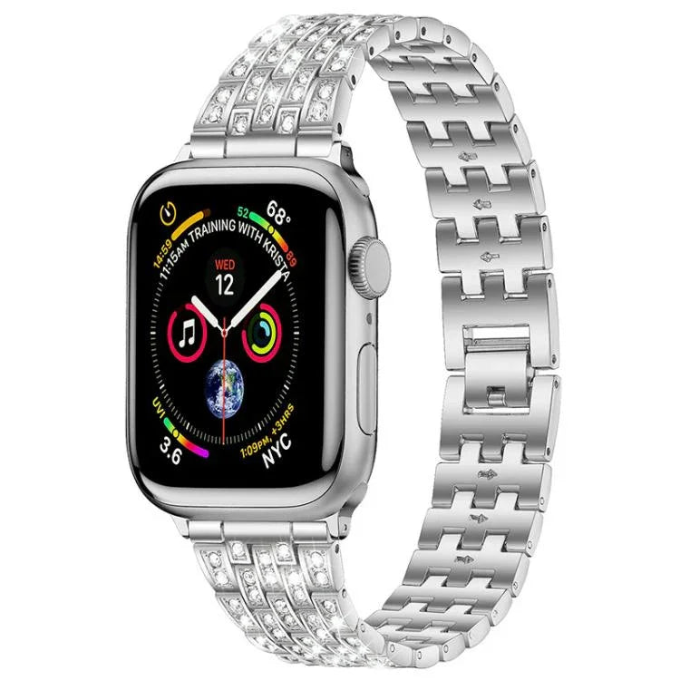 xDfind 五連ビーズフルダイヤモンドメタルウォッチバンド、Apple Watch 42 / 44 / 45 / 46 / 49mm用、Apple Watch 38 / 40 / 41 / S10 42mm用