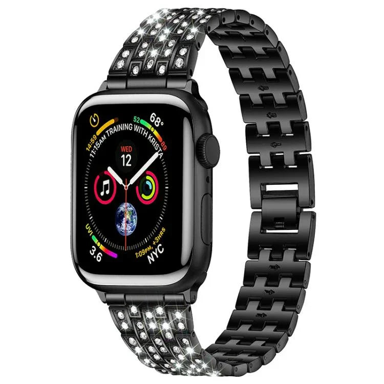 xDfind 五連ビーズフルダイヤモンドメタルウォッチバンド、Apple Watch 42 / 44 / 45 / 46 / 49mm用、Apple Watch 38 / 40 / 41 / S10 42mm用