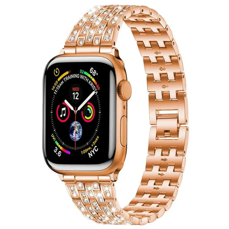 xDfind 五連ビーズフルダイヤモンドメタルウォッチバンド、Apple Watch 42 / 44 / 45 / 46 / 49mm用、Apple Watch 38 / 40 / 41 / S10 42mm用