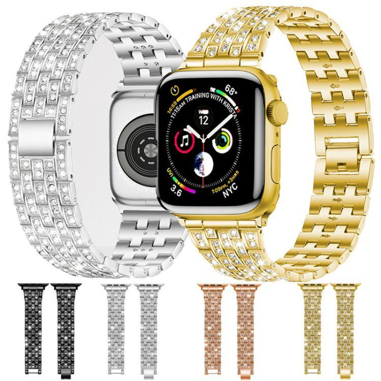 xDfind 五連ビーズフルダイヤモンドメタルウォッチバンド、Apple Watch 42 / 44 / 45 / 46 / 49mm用、Apple Watch 38 / 40 / 41 / S10 42mm用
