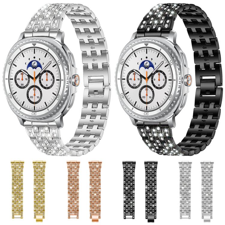 xDfind ファイブビーズ フルダイヤモンド メタルウォッチバンド、Samsung Galaxy Watch Ultra/Ultra 2025用、Samsung Galaxy Watch8 / 8 Classic用
