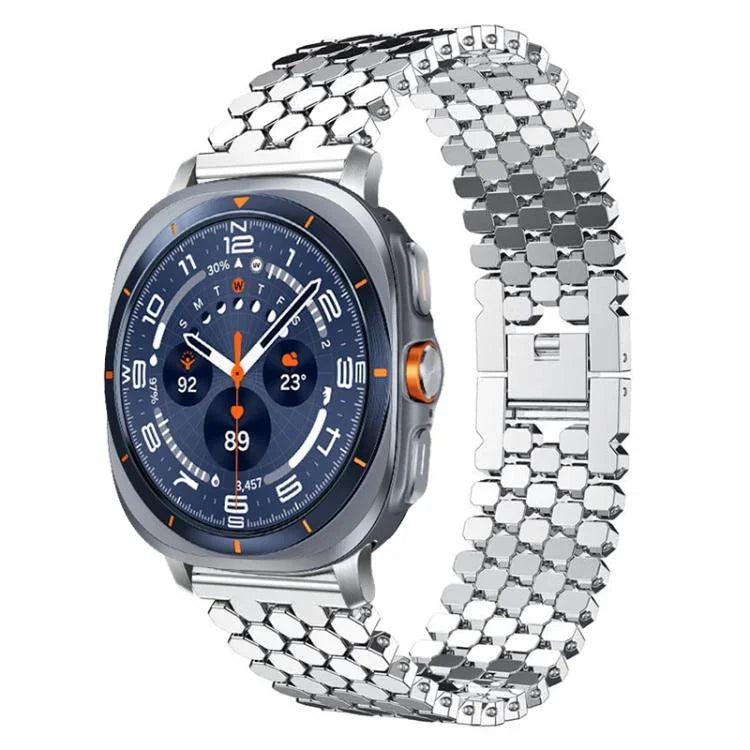 xDfind 魚鱗模様メタルウォッチバンド、Samsung Galaxy Watch Ultra/Ultra 2025用、Samsung Galaxy Watch8 / 8 Classic用、Samsung Galaxy Watch7 / FE / 6 / 5 / 4用、Samsung Galaxy Fit3用