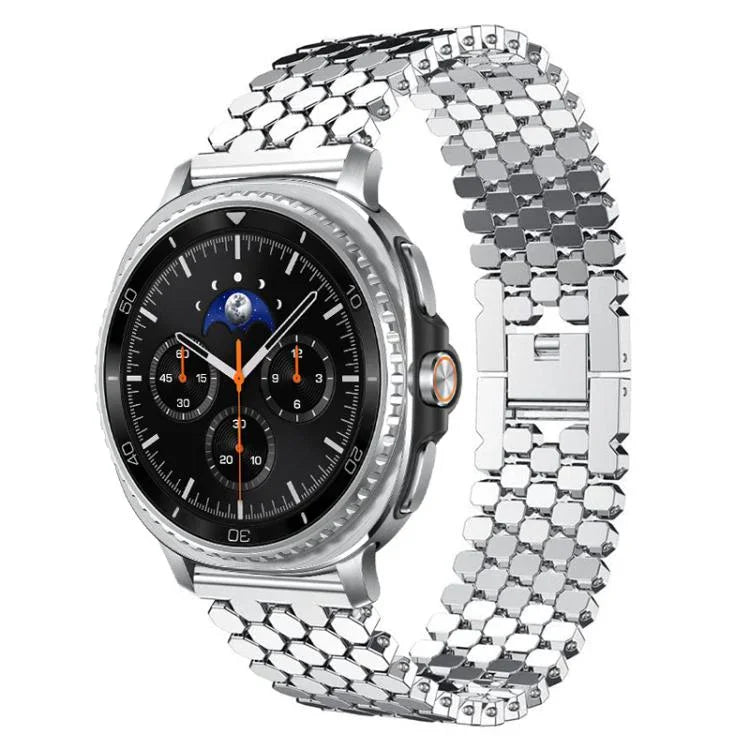 xDfind 魚鱗模様メタルウォッチバンド、Samsung Galaxy Watch Ultra/Ultra 2025用、Samsung Galaxy Watch8 / 8 Classic用、Samsung Galaxy Watch7 / FE / 6 / 5 / 4用、Samsung Galaxy Fit3用