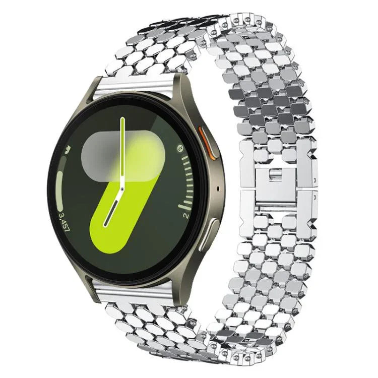 xDfind 魚鱗模様メタルウォッチバンド、Samsung Galaxy Watch Ultra/Ultra 2025用、Samsung Galaxy Watch8 / 8 Classic用、Samsung Galaxy Watch7 / FE / 6 / 5 / 4用、Samsung Galaxy Fit3用