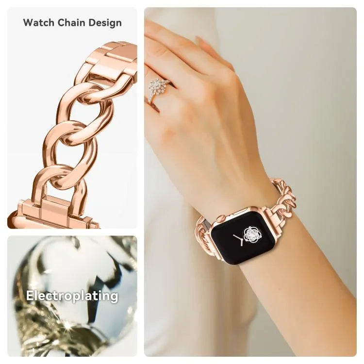 xDfind デニムチェーンメタルウォッチバンド、Apple Watch 42 / 44 / 45 / 46 / 49mm用