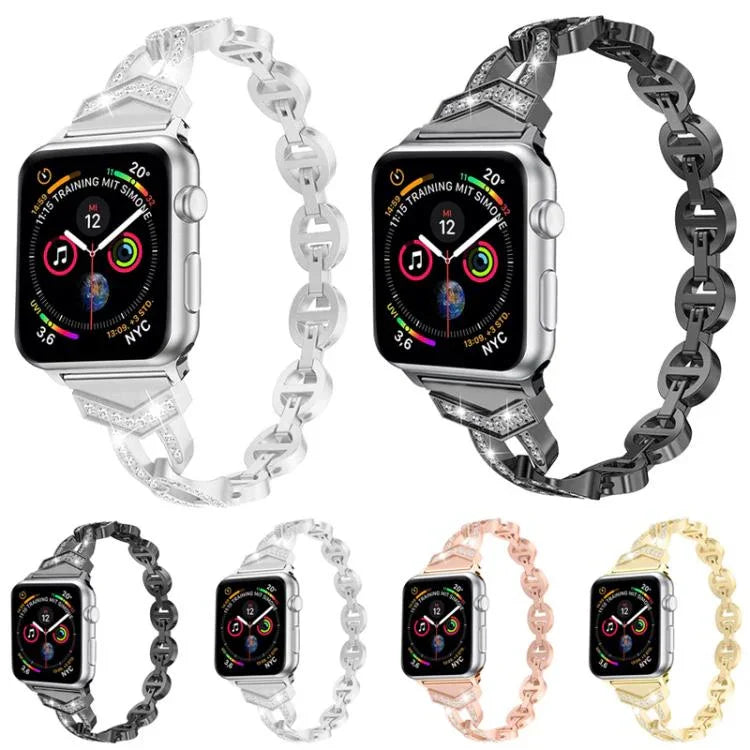xDfind ダイヤモンドステンレススチールウォッチバンド、Apple Watch 42 / 44 / 45 / 46 / 49mm用、Apple Watch 38 / 40 / 41 / S10 42mm用