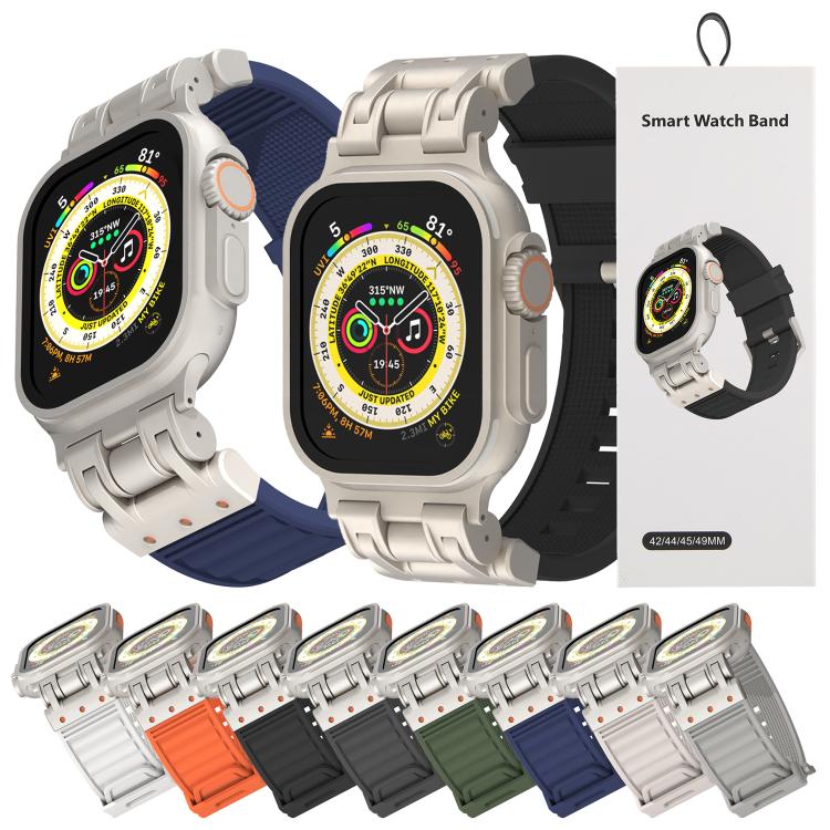 メカストライプテクスチャシリコンウォッチバンド、Apple Watch 46mm / 49mm / 45mm / 44mm 用