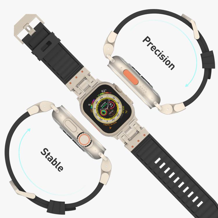 メカストライプテクスチャシリコンウォッチバンド、Apple Watch 46mm / 49mm / 45mm / 44mm 用