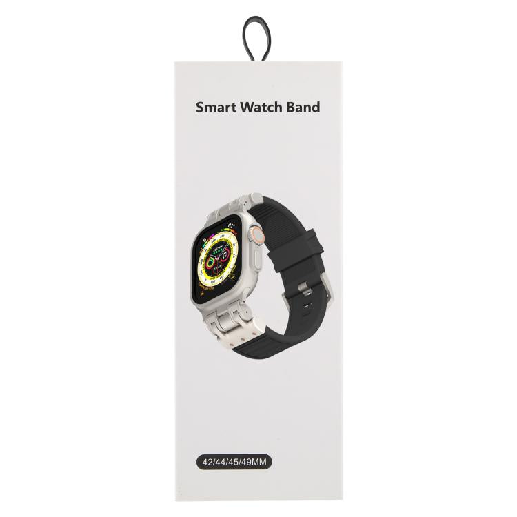 メカストライプテクスチャシリコンウォッチバンド、Apple Watch 46mm / 49mm / 45mm / 44mm 用