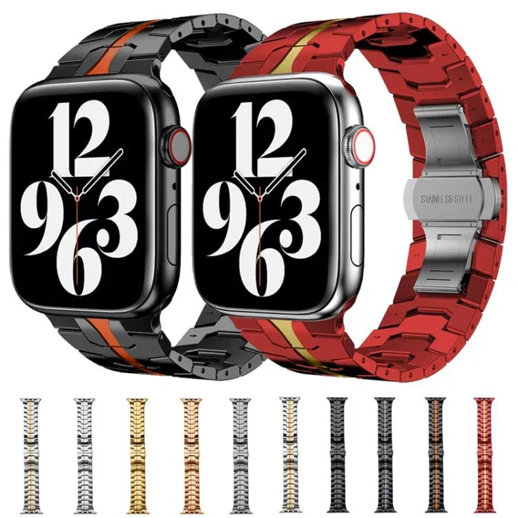 xDfind バタフライバックルステンレススチールウォッチバンド、Apple Watch 42 / 44 / 45 / 46 / 49mm用、Apple Watch 38 / 40 / 41 / S10 42mm用