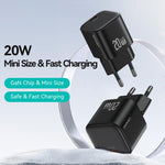 USAMS CC260 20W GaN USB-C / Type-C ポート ミニ急速充電器、CC260